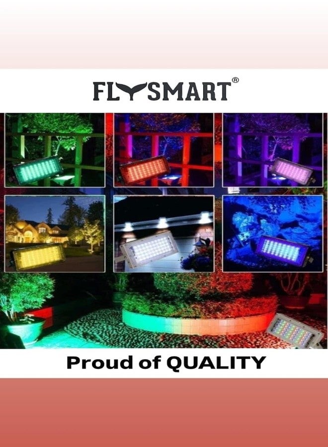 Flysmart مصباح Flysmart LED خارجي، 50 واط، مقاوم للماء بمعيار IP65 (RGB، عبوة من 4 قطع) - Image 3